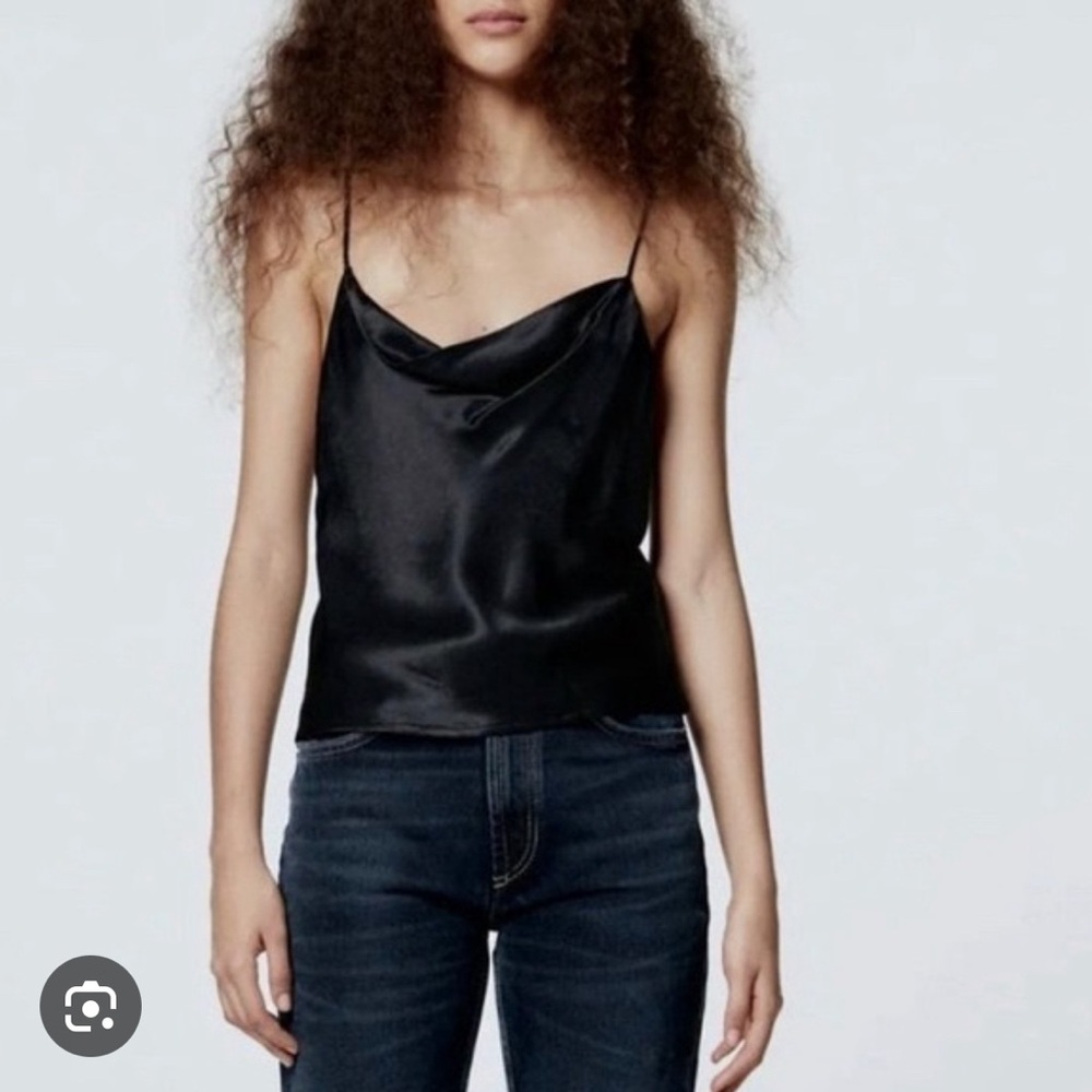 Zara- Black Satin Cami Top